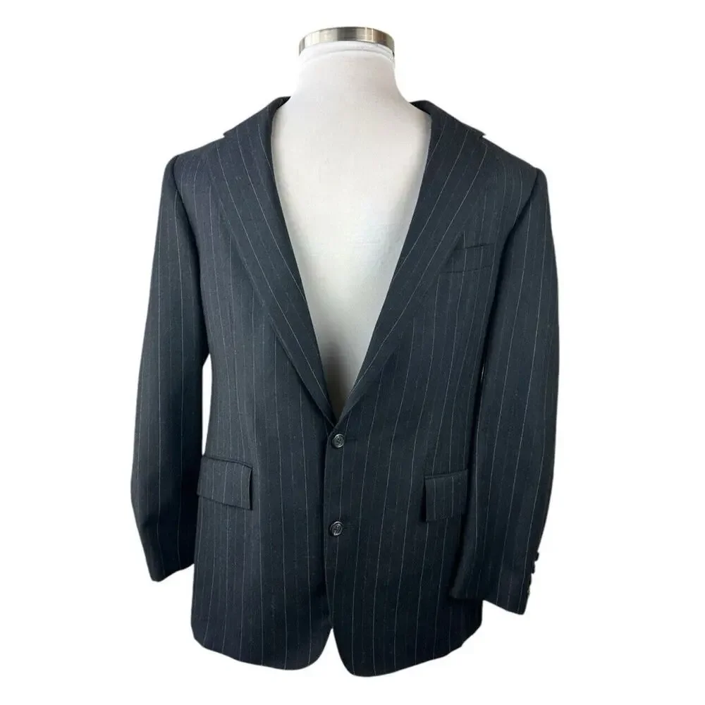 Polo Ralph Lauren Wool Cashmere Pinstriped Blazer Suit Jacket Size 40 H14378 - Picture 4 of 16
